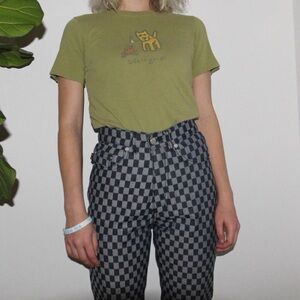 Checkered denim fiorucci jeans